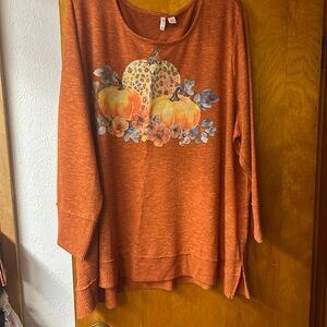 Cato Orange Pumpkin Print Sweater